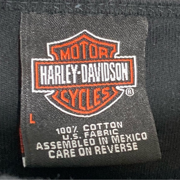 Harley Davidson Black Long Sleeve Tee Red Crystals Silver Skull Design - Picture 6 of 8